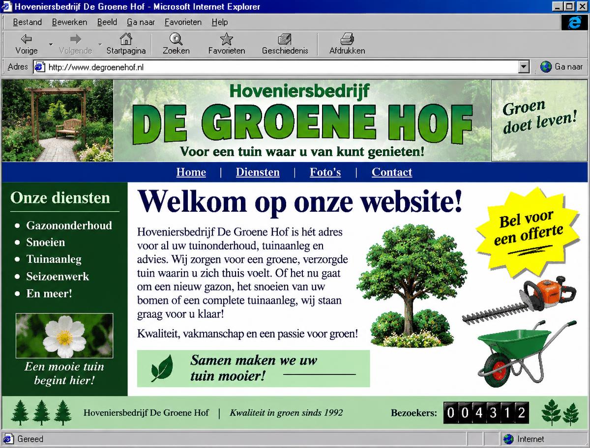 Verouderd websiteontwerp vóór samenwerking met R&J Agency
