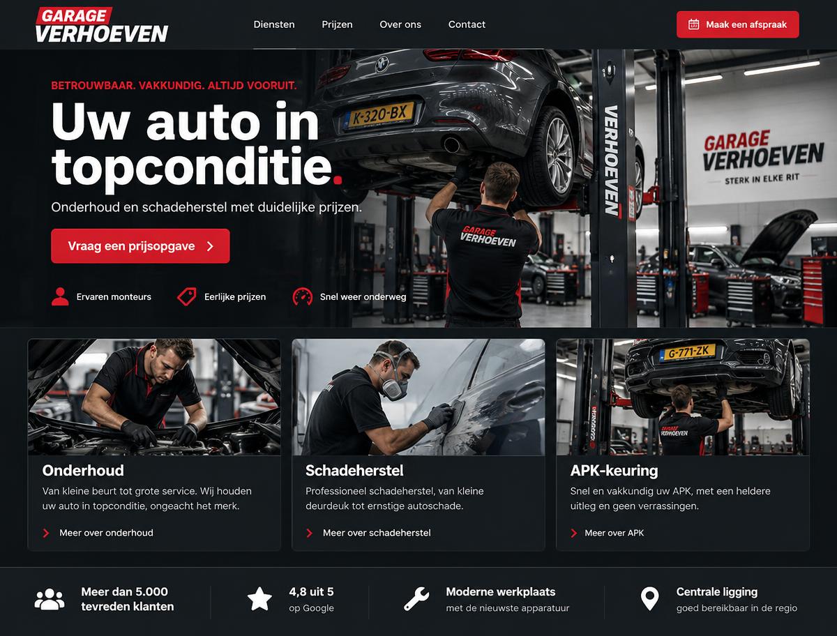 Websiteontwerp concept voor Automotive door R&J Agency