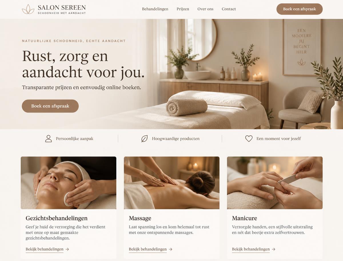Websiteontwerp concept voor Beauty & wellness door R&J Agency