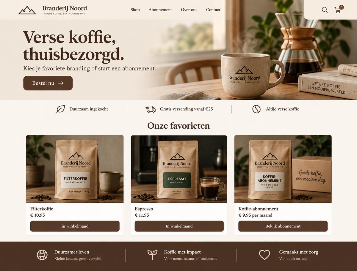 Websiteontwerp concept voor E-commerce door R&J Agency
