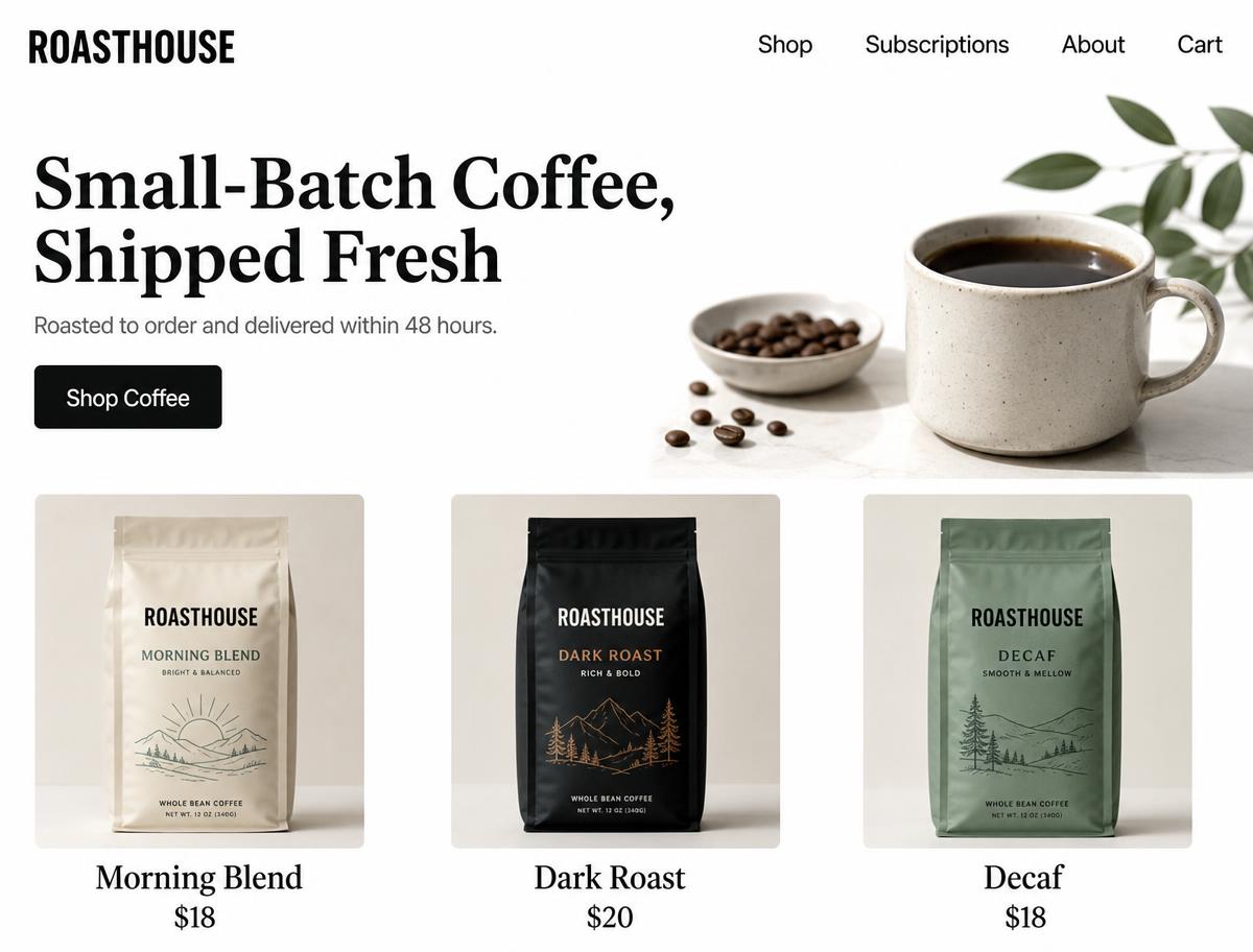 E-commerce website design concept by R&J Agency