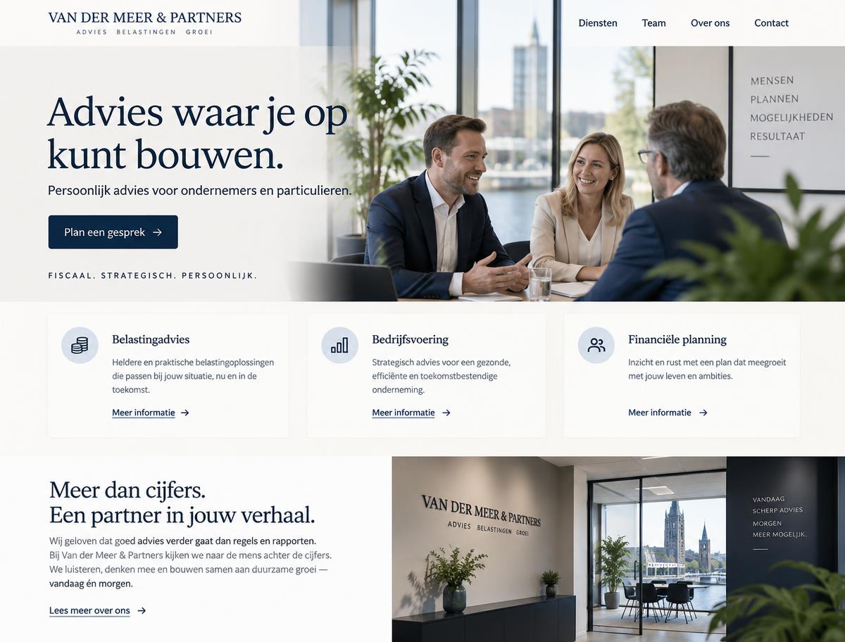 Websiteontwerp concept voor Zakelijke dienstverlening door R&J Agency