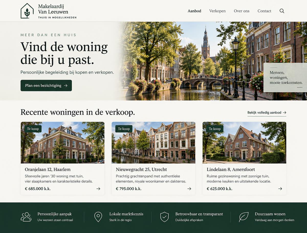 Websiteontwerp concept voor Vastgoed door R&J Agency