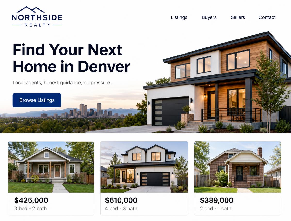 Real Estate website design concept by R&J Agency