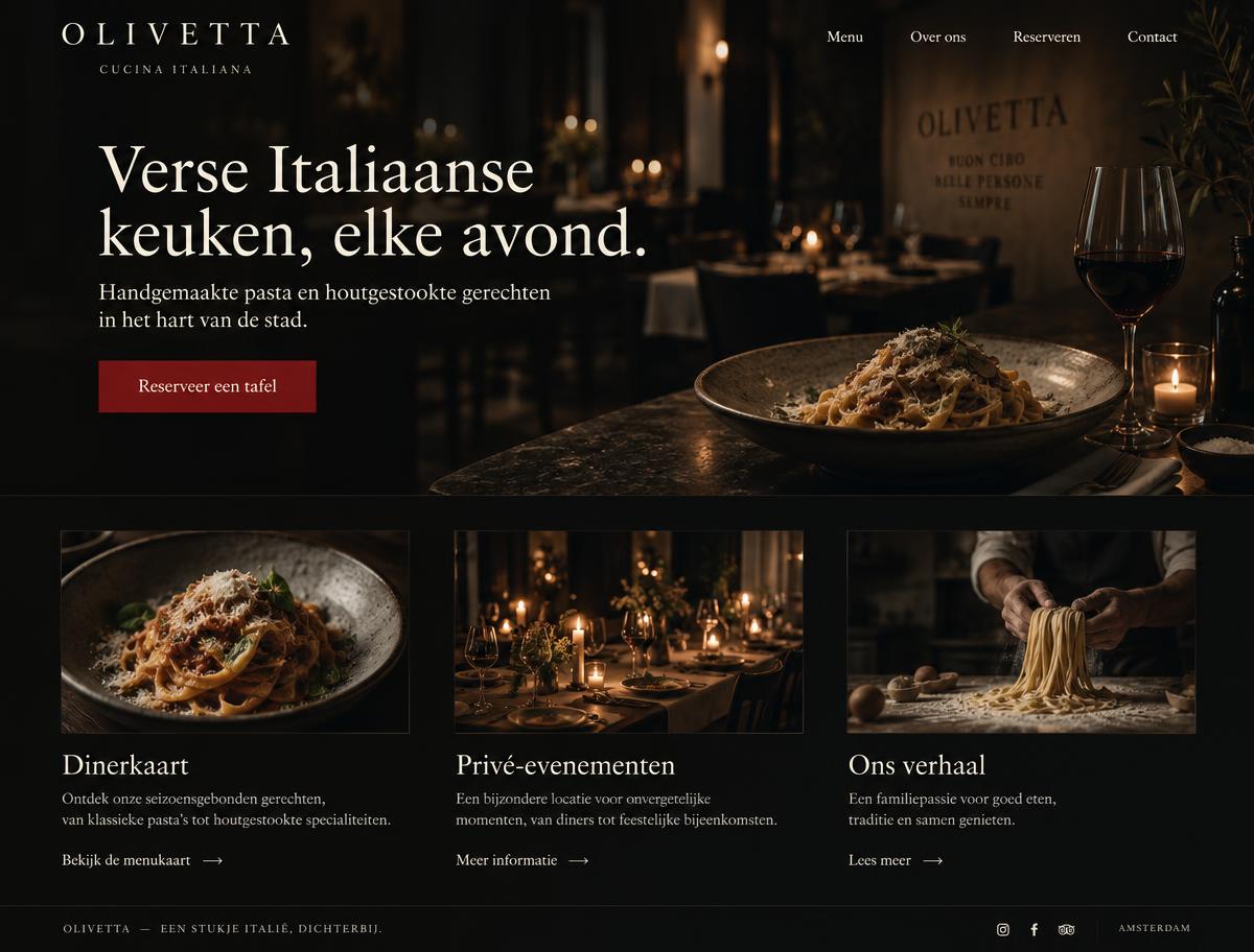 Websiteontwerp concept voor Restaurant & horeca door R&J Agency